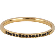 Charmin&rsquo;s Goudkleurige Stapelring Small Alliance Zwarte Crystals R1267