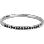 Charmin&rsquo;s Stalen Stapelring Small Alliance Zwarte Crystals R1266