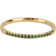 Charmin&rsquo;s Goudkleurige Stapelring Small Alliance Donker-Groen Smaragd Crystals R1263
