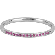 Charmin&rsquo;s Stalen Stapelring Small Alliance Pink-fuchsia Crystals R1256