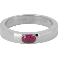 Charmin&rsquo;s Ring Brede Band Ovale Fuchsia-rode Steen Staal R1230