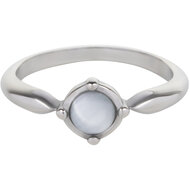 Charmin&rsquo;s Ronde Ring met Witte Cateye Staal R1169