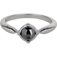 Charmin&rsquo;s Ovale Elegante Zwarte Hematiet Ring Staal R1167