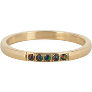 Charmin&rsquo;s Memoire Ring R1138 5 Steentjes Bruin Opaal Goud