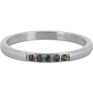 Charmin&rsquo;s Memoire Ring R1137 5 Steentjes Bruin Opaal Staal