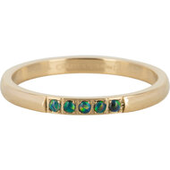 Charmin&rsquo;s Memoire Ring R1128 5 Steentjes Donker Groen Opaal Goud