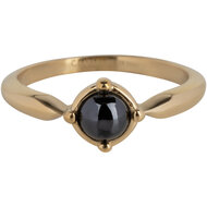 Charmin&rsquo;s Ovale Elegante Zwarte Hematiet Ring Gold R1168