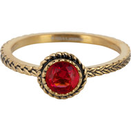 Charmin&#039;s Goudkleurige Ring Birthstone Januari Garnet Rode Kristal Iconic Vintage R1101 
