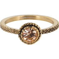 Charmin&#039;s Goudkleurige Ring Birthstone November Bruine Champagne Kristal Staal Iconic Vintage R1099