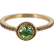 Charmin&#039;s Goudkleurige Ring Birthstone Augustus Lichtgroene Kristal Staal Iconic Vintage R1097