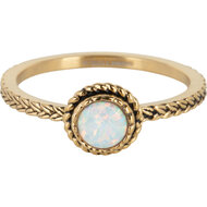 Charmin&#039;s Goudkleurige Ring Birthstone October Opaal Staal Iconic Vintage R1083