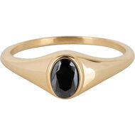 Charmin&rsquo;s R1077 Zegelring Ovaal Zwarte Steen Gold