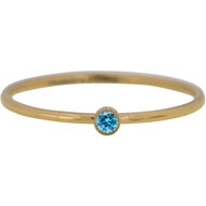 R1073 Birthstone March Light Blue Topas Stone Shine Bright 2.0 Goldplated