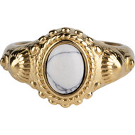 Charmin&#039;s Zegel Ring R1056 White Howlite ion-goldplated