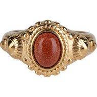Charmin&#039;s Zegel Ring R1054 Brown Goldstone ion-goldplated