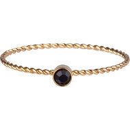 Charmin&#039;s Bague Pierre de Naissance Torsad&eacute;e Couleur Or Cristal Noir R949