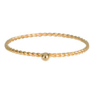 Charmin&rsquo;s goudkleurige Smalle Gedraaide stapelring met bolletje R525/KR94