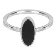  R532 Fashion Seal Oval Shiny Steel with Black Stone