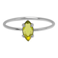 Charmin&#039;s Stalen Ring met Ellipsvormig Lichtgroen Kristal Steentje R1680 &ndash; Natuurlijke Touch