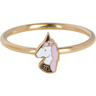 KIDZ Kinderring Goudkleurig Staal met Mini Unicorn Hoofdje KR149 &ndash; Schattig en Betoverend