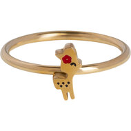 KIDZ Goudkleurig Kinderring Bambi Hertje Bloemetje Staal KR151 &ndash; Old school Charme