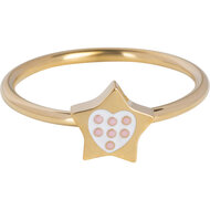 KIDZ Ring Goudkleurig Ster met Roze Stipjes Kinderring Staal KR183  &ndash; Een Ster voor Je Hart
