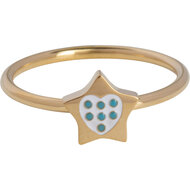 KR185 Ster Met Hartje En Blauwe Stippen Goudkleurig staal Kinderring 