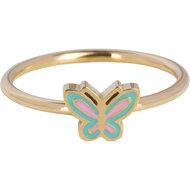 KIDZ Kinderring Goudkleurig Staal met Vlinder KR193 &ndash; Speels en Dromerig