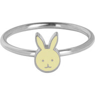 KIDZ Kinderring Staal Cr&egrave;me Konijntje KR208 &ndash; Voor Kleine Knuffelaars