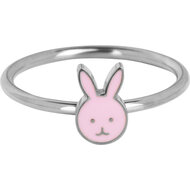 KIDZ Kinderring Staal Roze Konijntje KR210 &ndash; Voor Zachte Kindjes