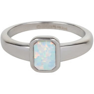 Charmin&rsquo;s Zegelring Opaal Staal Vierkant R1177