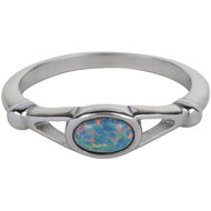 Charmin&rsquo;s Ovale met Edelsteen Opaal Ring Staal R1153