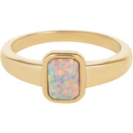 Charmin&rsquo;s Zegelring Opaal Goudkleurig Vierkant R1179