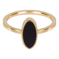 Charmin&rsquo;s goudkleurige stapelring R533 Fashion Seal Oval goldplated staal met zwarte steen