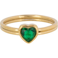 Charmin's Goudkleurige Dubbele Ring met Donkergroen Hartje R1518 &ndash; Natuurlijke Love