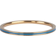 Charmin's Smalle Ring Petite Steel Goudkleurig Turkoys Blue Enamel R927 