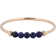 Charmin's Anxiety Ring Lapis Lazuli Pierre pr&eacute;cieuse Perle Acier R1323