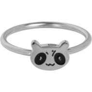 KIDZ Goldfarbener Kinderring Vintage Pandakopf Stahl KR157 &ndash; S&uuml;&szlig; und Minimalistisch