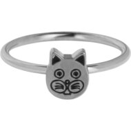 Deze KIDZ kinderring in strakke vintage KR158 stijl stelt het hoofdje van een schattige, lekker bollige kop van een katje voor. 