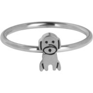 Bague pour enfant KIDZ en acier dor&eacute; avec chien assis KR161 - Pour les fans de chiens