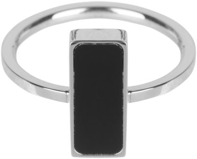 R536 Fashion Seal Rectangle Shiny Steel with Black Stone