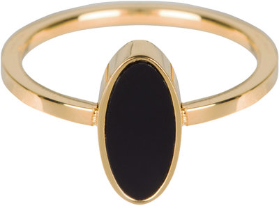 R533 Fashion Seal Oval Gold Steel with Black Stone