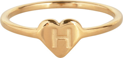 Charmin’s initialen zegelring hartje Goldplated R1015-H Letter H