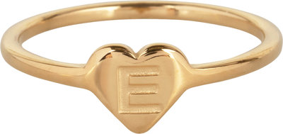 Charmin’s initialen zegelring hartje Goldplated R1015-E Letter E
