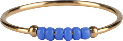 R0984 Anxiety Ring Palm Blue Beads Goldplated