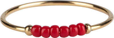 R0979 Anxiety Ring Palm Red Beads Goldplated
