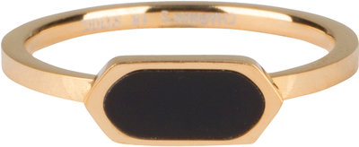 R672 Fashion Seal Squared Oval Gold Steel with Black Stone