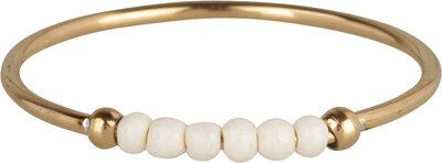 R0989 Anxiety Ring Palm White Beads Goldplated