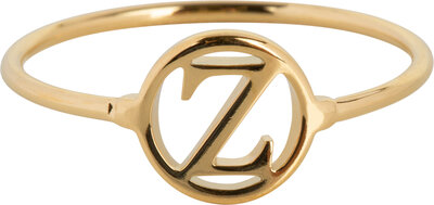 Charmin's Open Round Signet Ring Gold Plated Initials R1121 Letter Z