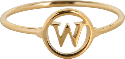 Charmin's Open Round Signet Ring Gold Plated Initials R1121 Letter W